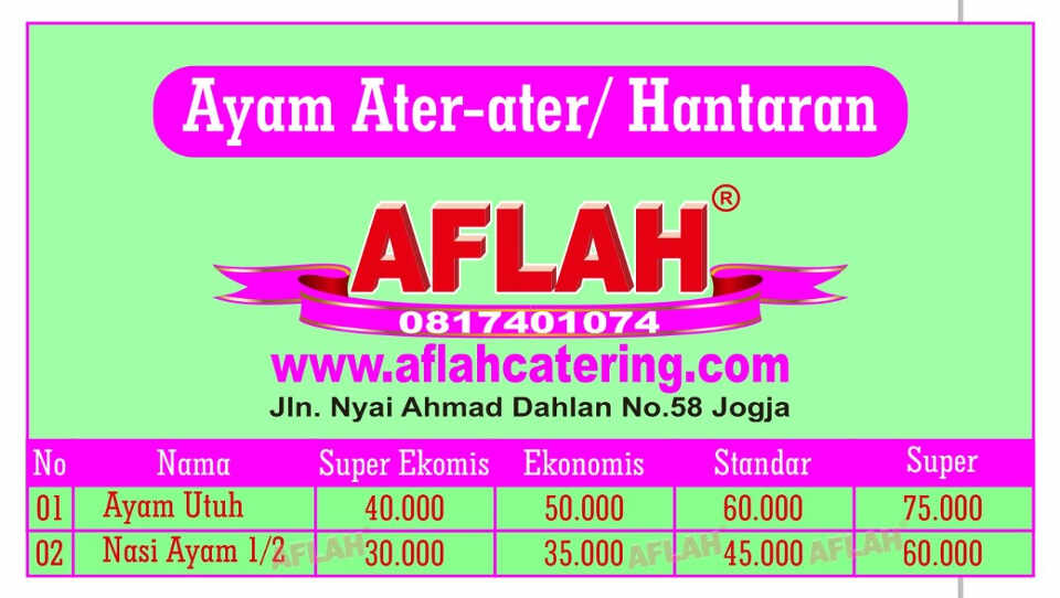 harga ayam goreng jogja - ayam bakar jogja - ayam ater ater jogja